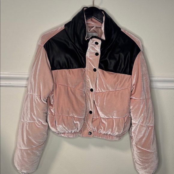 Celebrity Pink Jackets & Blazers - CELEBRITY PINK: pink & black puffy bomber jacket